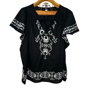 Old Navy Matching Embroidered Flutter Boho Sleeve Top Sz: XL